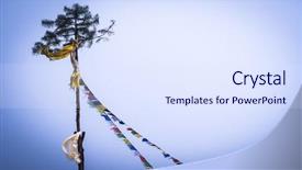  Presentation with buddhist prayer flags - Slide deck having aum - buddhist tibetan colourful prayer flags background and a sky blue colored foreground