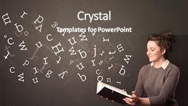  Presentation with medival book - Theme featuring aura - casual young woman holding book background and a dark gray colored foreground