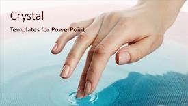  Presentation with finger - Presentation design with aura - finger touches water close up background and a lemonade colored foreground