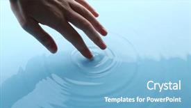 Presentation with finger - Presentation with aura - finger touches water close up background and a light blue colored foreground