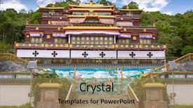  Presentation with monastery - Colorful presentation design enhanced with aura - ranka lingdum or pal zurmang backdrop and a coral colored foreground