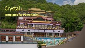  Presentation with monastery - PPT theme having aura - ranka lingdum or pal zurmang background and a tawny brown colored foreground