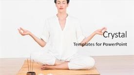  Presentation with meditation - Cool new slide deck with aura - woman in a meditation position backdrop and a sky blue colored foreground