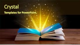  Presentation with open book magic lights - Audience pleasing PPT theme consisting of aura - yellow lights and sparkles coming backdrop and a tawny brown colored foreground