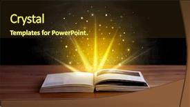  Presentation with open book magic lights - Theme consisting of aura - yellow lights and sparkles coming background and a tawny brown colored foreground