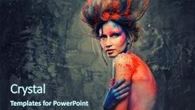  Presentation with young woman wearing boxer gloves - Amazing presentation design having aura - young woman muse with creative backdrop and a tawny brown colored foreground