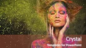  Presentation with woman body - Presentation design featuring aura - young woman muse with creative background and a red colored foreground