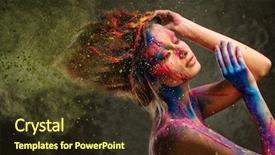  Presentation with woman body - Colorful presentation design enhanced with aura - young woman muse with creative backdrop and a tawny brown colored foreground