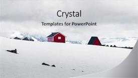  Presentation with house - Audience pleasing presentation design consisting of aurland norway in spring time backdrop and a light gray colored foreground