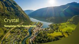  Presentation with beautiful nature - Colorful slides enhanced with aurlandsfjord-town-of-flam backdrop and a tawny brown colored foreground