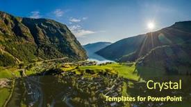  Presentation with beautiful nature - Slides with aurlandsfjord-town-of-flam background and a tawny brown colored foreground