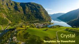  Presentation with beautiful nature - Slides with aurlandsfjord-town-of-flam background and a tawny brown colored foreground