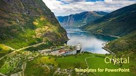  Presentation with dawn - Presentation theme consisting of aurlandsfjord-town-of-flam background and a tawny brown colored foreground
