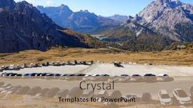  Presentation with hut - Beautiful theme featuring auronzo-di-cadore-italy-october backdrop and a coral colored foreground