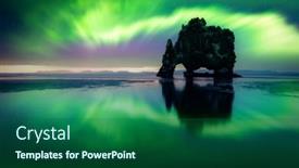  Presentation with aurora - Slide set with aurora-borealis-northern-lights-over background and a ocean colored foreground