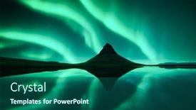  Presentation with waterfall - Theme consisting of aurora-borealis-northern-lights-over background and a ocean colored foreground