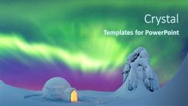  Presentation with winter scene - Beautiful PPT layouts featuring aurora-borealis-northern-lights backdrop and a ocean colored foreground
