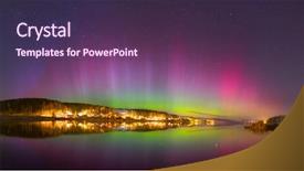  Presentation with aurora borealis - Presentation design featuring aurora borealis nothern lights background and a violet colored foreground
