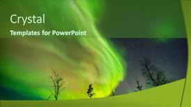  Presentation with shining forest - Presentation design featuring aurora-shining-swedish-forest-landscape background and a forest green colored foreground