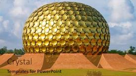  Presentation with india temple - Slide set consisting of auroville-india-march-7-matrimandir background and a gold colored foreground