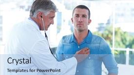  Presentation with doctor office - Amazing slides having auscultation - doctor auscultating his patients chest backdrop and a light blue colored foreground