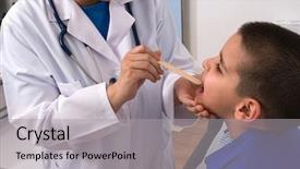  Presentation with tongue - Theme featuring auscultation - doctor checking throat background and a light gray colored foreground