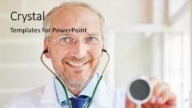  Presentation with in kind - Beautiful PPT theme featuring auscultation - friendly and kind senior doctor backdrop and a lemonade colored foreground