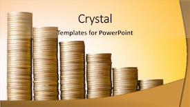  Presentation with golden - Slides having austerity - golden coins in high stacks background and a blonde colored foreground