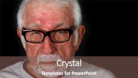  Presentation with happy sad face man - Presentation with austerity - portrait of an elderly man background and a violet colored foreground