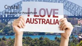  Presentation with sydney harbour bridge - PPT layouts consisting of australia card with harbour bridge background and a light blue colored foreground