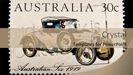  Presentation with vintage car - Slide deck enhanced with australia-circa-1984-stamp-printed background and a coral colored foreground