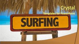  Presentation with australia - Beautiful theme featuring australia free - surfing sign with beach background backdrop and a tawny brown colored foreground