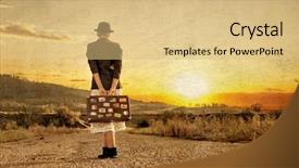  Presentation with vintage women - Amazing PPT theme having australia free - women with vintage travel suitcase backdrop and a  colored foreground