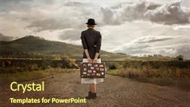  Presentation with vintage women - Colorful presentation theme enhanced with australia free - women with vintage travel suitcase backdrop and a  colored foreground