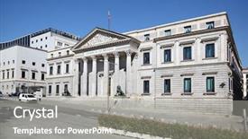  Presentation with congress - Slide deck with australia history - spanish congress of deputies building background and a gray colored foreground