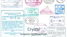  Presentation with stamps - Cool new PPT layouts with immigration canada - collection of passport stamps backdrop and a sky blue colored foreground