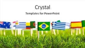  Presentation with green grass texture in soccer - Amazing PPT theme having grass for soccer championship 2014 backdrop and a white colored foreground