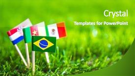  Presentation with green grass texture in soccer - Presentation design having paper cut of flags background and a shamrock green colored foreground