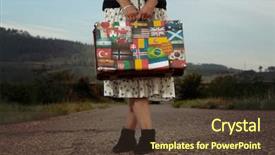  Presentation with geography old nautical treasure vintage - Cool new slide deck with free sticker - woman with vintage travel suitcase backdrop and a  colored foreground