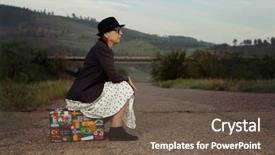  Presentation with geography old nautical vintage world - Colorful presentation design enhanced with free sticker - woman with vintage travel suitcase backdrop and a  colored foreground