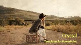  Presentation with vintage women - Slides enhanced with australia free - women with vintage travel suitcase background and a tawny brown colored foreground