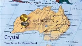  Presentation with compass map - Audience pleasing presentation design consisting of australia map and compass - travel backdrop and a sky blue colored foreground