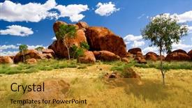  Presentation with marbles - Slide deck featuring australia outback - devils marbles in northern territory background and a gold colored foreground