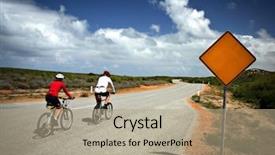  Presentation with bicycles - Presentation consisting of australia rural outback - blank road sign and bicycles background and a coral colored foreground