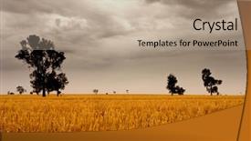  Presentation with farmland - Cool new slides with australia rural outback - stormy clouds over farmland backdrop and a coral colored foreground