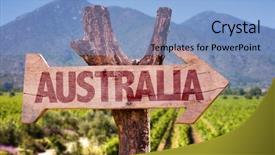  Presentation with winery - Audience pleasing slide set consisting of country austrilia - australia wooden sign with winery backdrop and a light blue colored foreground