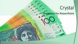  Presentation with australian - Cool new PPT theme with finance blue orange - australian 100 notes backdrop and a mint green colored foreground