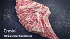 Presentation with sheet metal - Colorful PPT theme enhanced with australian back - wagyu tomahawk steak on old backdrop and a  colored foreground