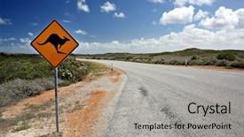  Presentation with australian - Colorful presentation theme enhanced with australian bush - kangaroo road sign backdrop and a light gray colored foreground
