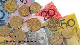  Presentation with money notes - Beautiful presentation theme featuring australian coins and notes backdrop and a coral colored foreground